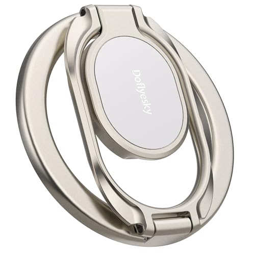 Doflyesky Magnetic Phone Grip for MagSafe Ring Holder, Metal Double Adjustable Gym Finger Ring Grip Kickstand, Removable Phone Grip for iPhone, iPad and Smartphones (Natural Titanium) - color: Natural Titanium