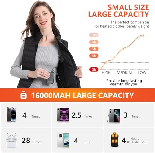 5V 2A/3A Battery Pack for Heated Vest Heated Jacket, 12000mAh Power Bank for Heated Apparel with LED Display with 7.4V DC Port - size: 7.4 V 12000 mAh Black