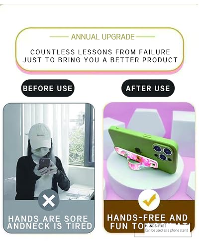 Phone Finger Strap Holder, Portable Phone Grip Loop, Telescopic Silicone Phone Stand, Compatible with Most Smartphones (Watercolor Spring Flower) - color: Watercolor Spring Flower