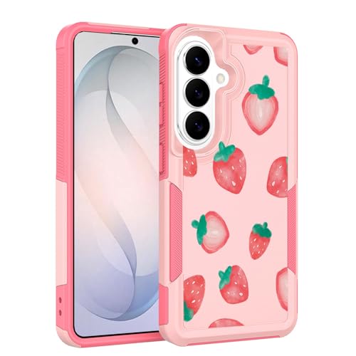 for Samsung Galaxy S26 5G Case: Cute Flowers Floral Design for Girls Women Slim Soft TPU Bumper Shockproof Silicone Cell Phone Cover (Strawberry) - color: Strawberry