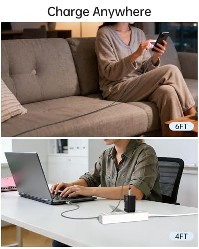 Hichain 2PACK 4FT 60W USB C to USB C Cable with LED Display Silver - color: Silver 2p, size: 4FT