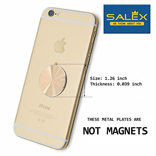 SALEX Cell Phone Metal Plates 4 Pack. Gold Replacement Set for Magnetic Car Mount & Phone Holder. Strong Adhesive Iron Plates for iPhone, Samsung & More - color: Gold