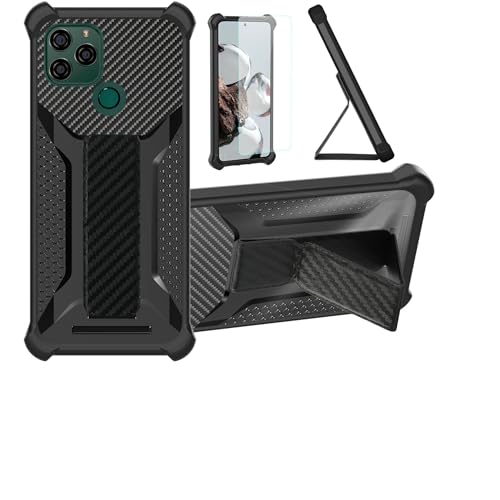 Pinwheel Slim 5 Kids Smartphone Case Compatible for BLU G91S Phone Case Stand Cover [with Tempered Glass Screen Protector] Hybrid Case [Folding Support Magnetic] [Frosted anti-fingerprint] Black