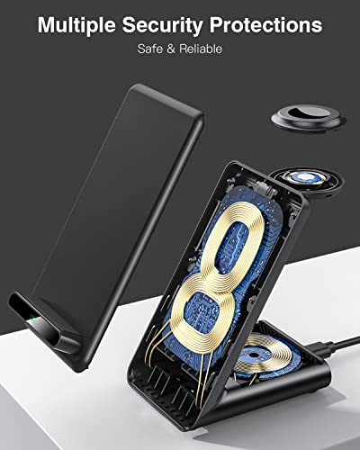 Wireless Charging Station,3 in 1 Charging Stand for Apple Multiple Devices - color: Black