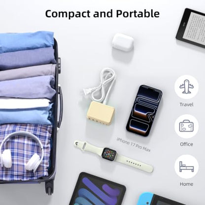 100W 6 in 1 USB Charger, 50% Smaller Charging Station for Multiple Devices - color: Yellow
