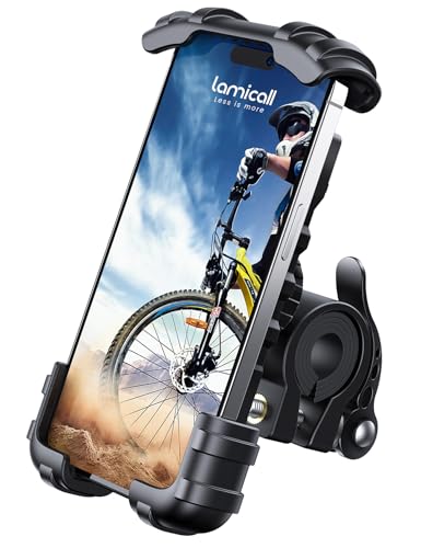 Lamicall Bike Phone Holder Motorcycle Mount - One-Hand Operation, Lockable - color: Black