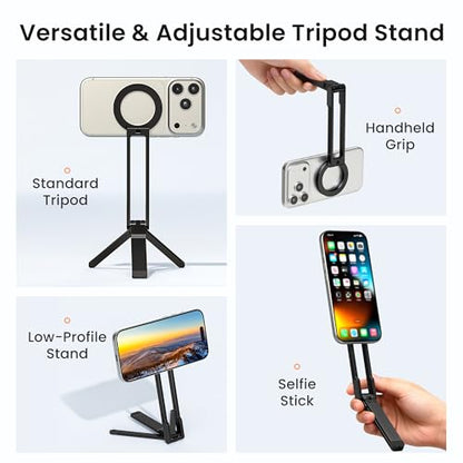 Itramax Magnetic Phone Tripod Stand,Foldable Pocket Phone Mount for MagSafe - color: Black