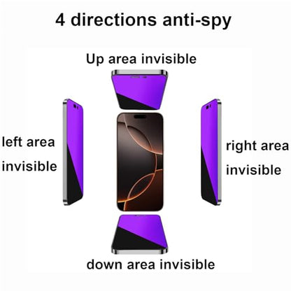 2 Pack 360 Degree Anti-blue Privacy Tempered Glass for iPhone 16 Pro Max Anti-Spy 4 Directions Screen Protector Film 4 Sides Anti-Peeping 6.9 inch - size: For iPhone 16 Pro Max