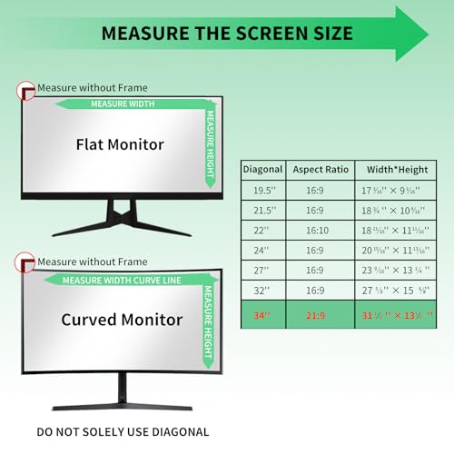 2 Pack 34 Inch Privacy Screen for 21:9 Curved and Flat Monitors - size: 2 Pack-34''Monitor Screen Protector (21:9)