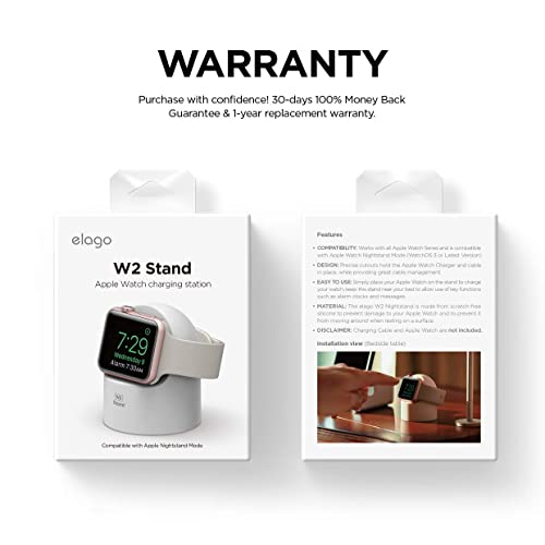 elago W2 Charger Stand Compatible with Apple Watch Series Ultra3/Ultra2/Ultra/11/10/9/8/7/6/5/4/3/2/1/SE3/SE2/SE1 (49mm, 46mm, 45mm, 44mm, 42mm, 41mm, 40mm, 38mm) - color: White