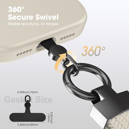 Elastic Phone Lanyard with Phone Tabs, Stretchy Braided Cellphone Wrist Strap and Keys Keychain - color: Normal Stone