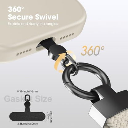 Elastic Phone Lanyard with Phone Tabs, Stretchy Braided Cellphone Wrist Strap and Keys Keychain - color: Normal Stone