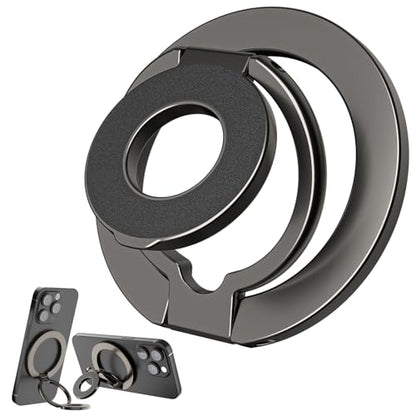 Magnetic Phone Ring for MagSafe Grip [Dual-Sided Magnetic] [Magnet Phone Stand Grip Compatible with Car Mounts] Mag Safe Accessory for iPhone 17/16/15/14/13 Pro Max Plus,Grey