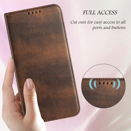 Leather Case Compatible with Galaxy A20E, Magnetic Cover with Card Slots Bumper Phone Case Leather Purse Scratch Resistant Case mit Stand Function Slim Case Compatible with Samsung Galaxy A20E/A10E - color: Brown