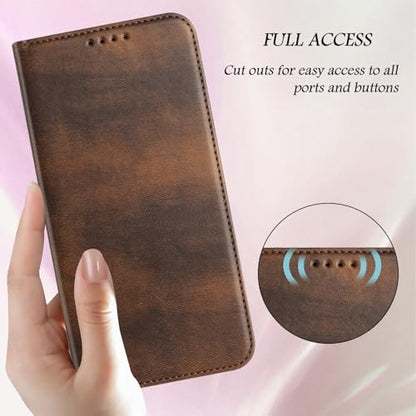 Leather Case Compatible with Galaxy A20E, Magnetic Cover with Card Slots Bumper Phone Case Leather Purse Scratch Resistant Case mit Stand Function Slim Case Compatible with Samsung Galaxy A20E/A10E - color: Brown