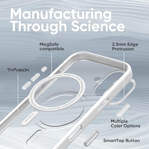 FLOLAB Surtect Tri-Fusion Magnetic for iPhone 17 Case Protective Slim Design Magsafe Compatible Military Grade - White Clear - color: White Clear, size: iPhone 17