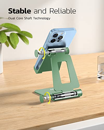 Nulaxy Full Aluminum Dual Folding Cell Phone Stand for Desk, Green - color: G-Green