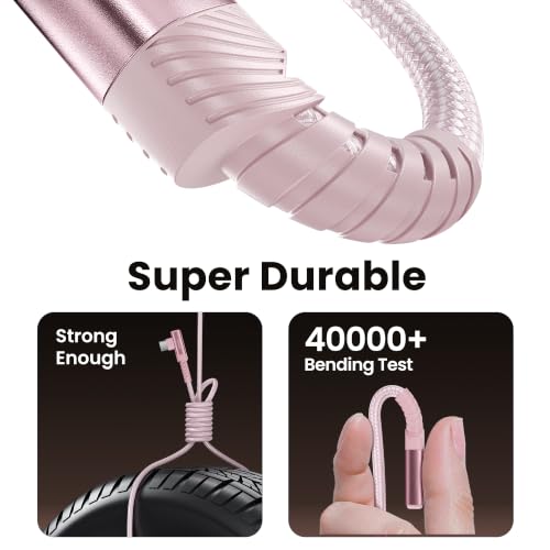 toocki USB C Cable Right Angle, 2-Pack 10ft USB A to USB C Charger Cable - color: Pink, size: 10FT+10FT