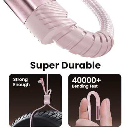 toocki USB C Cable Right Angle, 2-Pack 10ft USB A to USB C Charger Cable - color: Pink, size: 10FT+10FT