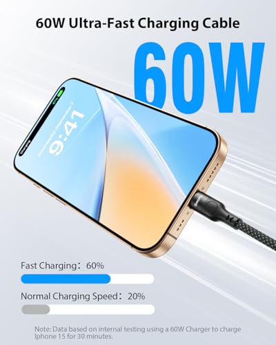 SOOPII 6-Pack 0.7Ft Short USB C to USB C Cable, 60W PD Fast Charging Nylon Braided Cord,Compatible with Phone,Tablet,Laptop,Ideal for Charging Station and Power Bank(Black) - size: 6P(60W)