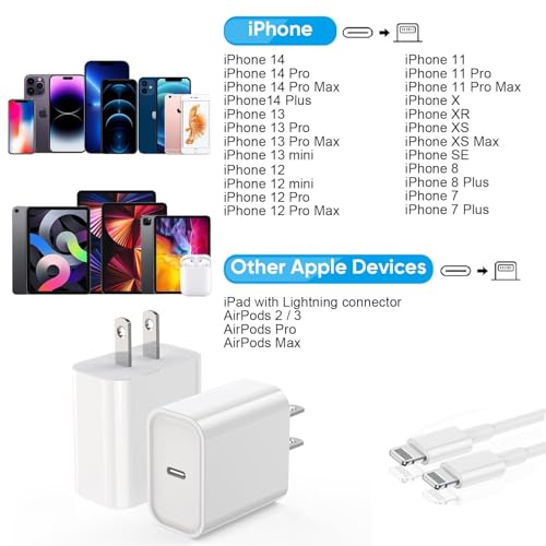 iPhone Fast Charger,Phone 14 13 12 11 Fast Charger USB C Wall Charger 2Pack - color: White 2Pack 6FT