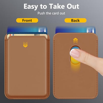 Compatible with MagSafe Wallet, Magnetic Phone Wallet 3 Cards Holder, 23 Magnets, Credit Card RFID Blocking, Slim Leather, Magnetic Wallets for iPhone 17/16/15/14/13/12 Series-Brown - color: Brown