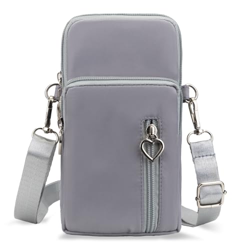 Small Crossbody Bag for Women - Mini Phone Purses with Crossbody Strap and Wallet - Nylon Arm Bag - color: A-grey