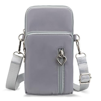 Small Crossbody Bag for Women - Mini Phone Purses with Crossbody Strap and Wallet - Nylon Arm Bag - color: A-grey