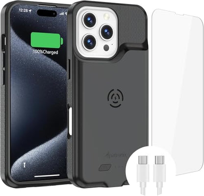 Alpatronix Battery Case for iPhone 16 Pro, Portable Strong Slim Protective Extended Charger Cover, 15W Fast Charging, High Capacity with Wireless Charging Case (BX16Pro) Matte Black - size: Apple iPhone 16 Pro (6.3 inch)