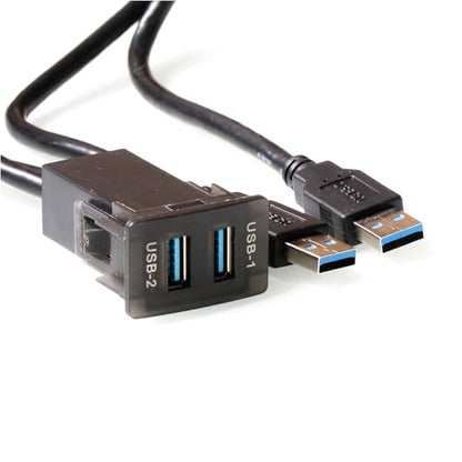 Timloon Dual USB 3.0 Car Dash Flush Mount Extension Cable Length 3.3FT 1M for Honda（Size：0.95‘’x1.46“x2”）