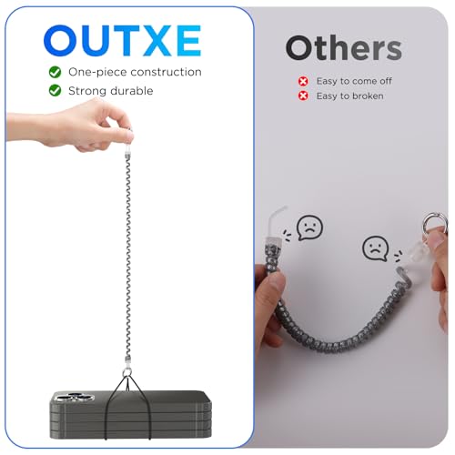 OUTXE Phone Lanyard Tether with 4 Patch- 2× Phone Tether, 4× Phone Patch with Adhesive, Compatible with Smartphone- Silver - color: #1- Silver