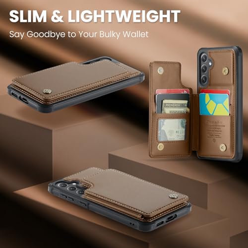 Kowauri for Samsung Galaxy S23 FE Case, PU Leather Wallet Case for Women Men with RFID Blocking Card Holder Slot Magnetic Closure Shockproof Protective Phone Cover for Samsung Galaxy S23 FE,Brown - color: Brown