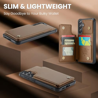 Kowauri for Samsung Galaxy S23 FE Case, PU Leather Wallet Case for Women Men with RFID Blocking Card Holder Slot Magnetic Closure Shockproof Protective Phone Cover for Samsung Galaxy S23 FE,Brown - color: Brown
