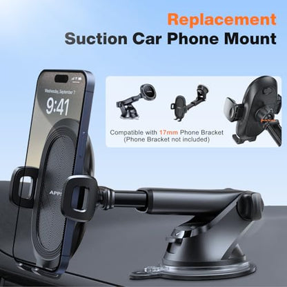 Replacement Suction Cup Mount with Extension Arm for 17mm Ball Joint
