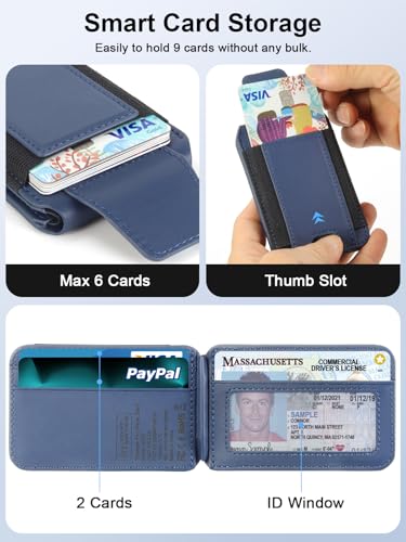 for MagSafe Wallet Works with Apple Find My, Strongest Magnetic Wallet - color: Dark Blue
