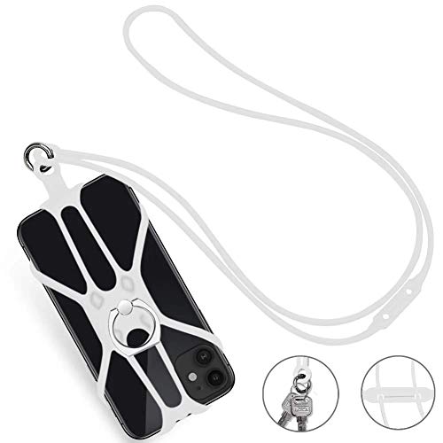 Universal Phone Lanyard Holder and Ring Grip, Silicone Cell Phone Lanyard Neck Strap and Phone Ring Holder Stand Compatible with Most Smartphones