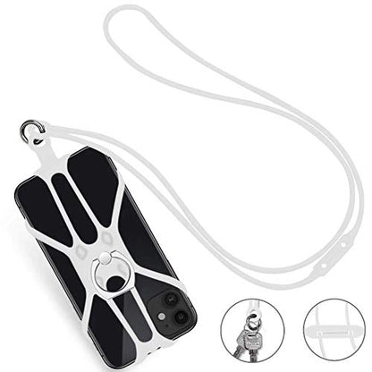 Universal Phone Lanyard Holder and Ring Grip, Silicone Cell Phone Lanyard Neck Strap and Phone Ring Holder Stand Compatible with Most Smartphones