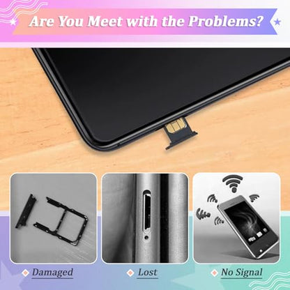 2PCS SIM Card Tray for iPhone 12 SIM Card Slot Holder Replacement for iPhone 12 A2403 A2172 A2402 with Open Eject Pin(Black)
