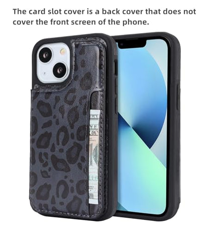 iCoverCase Compatible with iPhone 13 Mini Case with Card Holder, Wallet Phone Case for Women Men RFID Blocking PU Leather Protective Case 5.4 Inch (Black Leopard) - color: Black Leopard