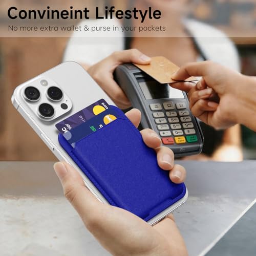 oakxco Phone Pocket Stick On, Secure Phone Card Holder Plastic, Slim Thin Adhesive Card Holder Sleeve ID Credit Card, Compatible with iPhone Samsung, Royal Blue - color: Royal Blue