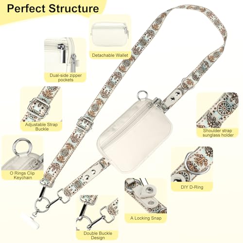 Phone Lanyard Crossbody with Detachable RFID Wallet (M5, Large) - color: Multicolor 5, size: Large