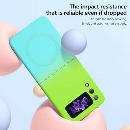 Compatible with Galaxy Z Flip 4 Case, Magnetic Gradient Color | Soft TPU Phone Cover with Camera Lens Protector Cover for Galaxy Z Flip 4 6.7 Inch, Green to Blue Gradient(10-35) - color: Green & Blue