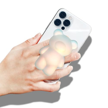 On The Grip Magnetic 3D Gummy Bear Style Expandable Collapsible Mobile Phone Grip Stand Holder for Smartphone Tablet Cell Phone Accessory (Matte Holographic)