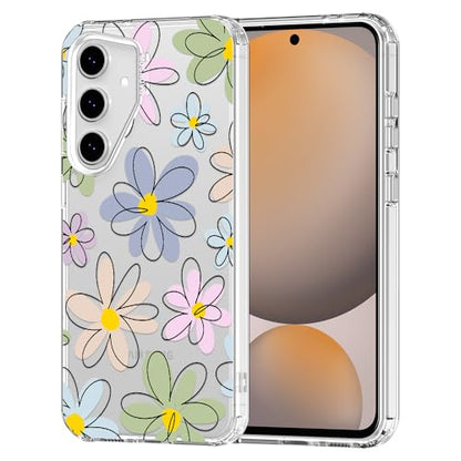 MOSNOVO Case for Samsung Galaxy S24 FE, [Buffertech 6.6ft Military-Grade Drop Protection] [Anti Peel Off Tech] Clear TPU Bumper Phone Case Cover Design - Linear Blooms - color: Clear - Linear Blooms, size: Samsung Galaxy S24 FE