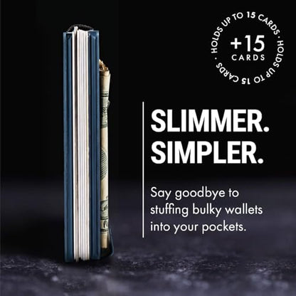 Mountain Voyage Minimalist Wallet for Men - Slim RFID Wallet, Scratch Resistant, Credit Card Holder & Money Clip, Easily Removable Money & Cards (Matte Navy Blue) - color: Matte Navy Blue