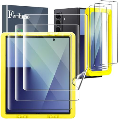 Ferilinso Screen Protector for Samsung Galaxy Z Fold 7, Tempered Glass Back | 3 Pack, 9H+ Hardness, Military-Grade Shatterproof, Case Friendly, Easy Installation Bubble Free, with Camera Lens Protector - size: Galaxy Z Fold 7-Clear