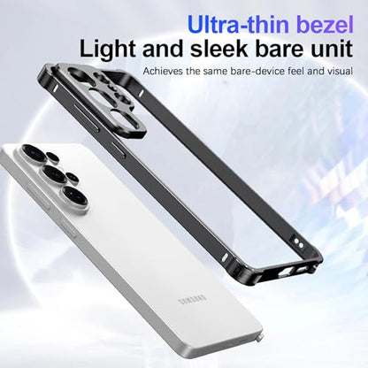 Aluminum Alloy Bumper Frame Case for Samsung Galaxy S26 Ultra, with Camera Lens Protector Backless Slim Metal Bumper Frame Cover with Soft TPU Inner [No Signal Interference] (Black) - color: Black