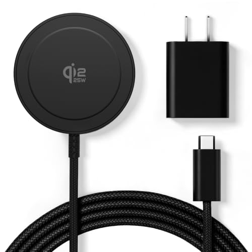 Magnetic 25W Wireless Charger, 5FT Qi2 Fast Charging Pad for MagSafe - color: Black, size: S