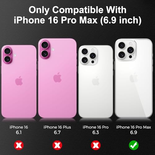 [3 Pack] Screen Protector for iPhone 16 Pro Max - Front and Back Tempered Glass Protective Film (6.9")