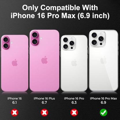 [3 Pack] Screen Protector for iPhone 16 Pro Max - Front and Back Tempered Glass Protective Film (6.9")